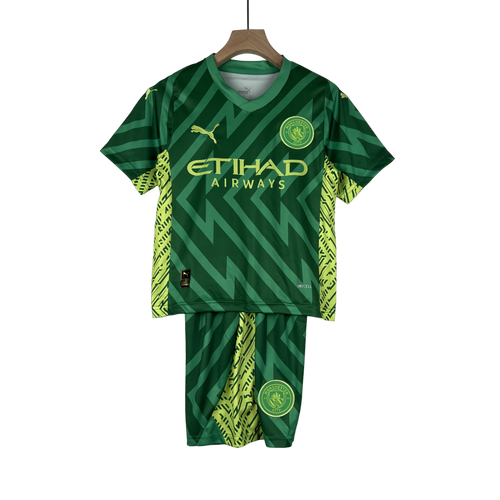 Camisa e Shorts Manchester City Infantil Goleiro II 23/24